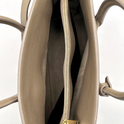 Saint Laurent Bandoulière Cuir Grainé Taupe - intérieur, compartiment central zippé
