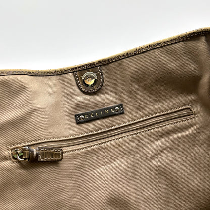 Céline Tote Toile Macadam Beige - intérieur, poche zippée et plaque Céline