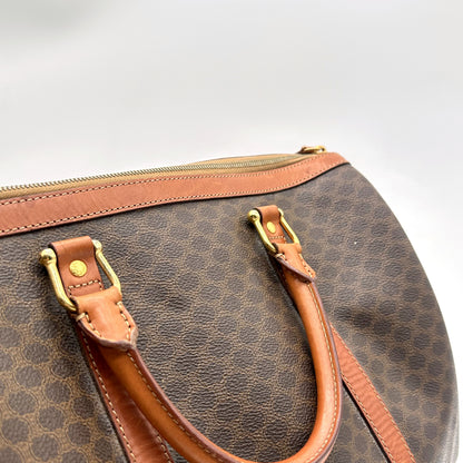Céline Boston Toile Macadam Brun - détail des anses et du haut du sac