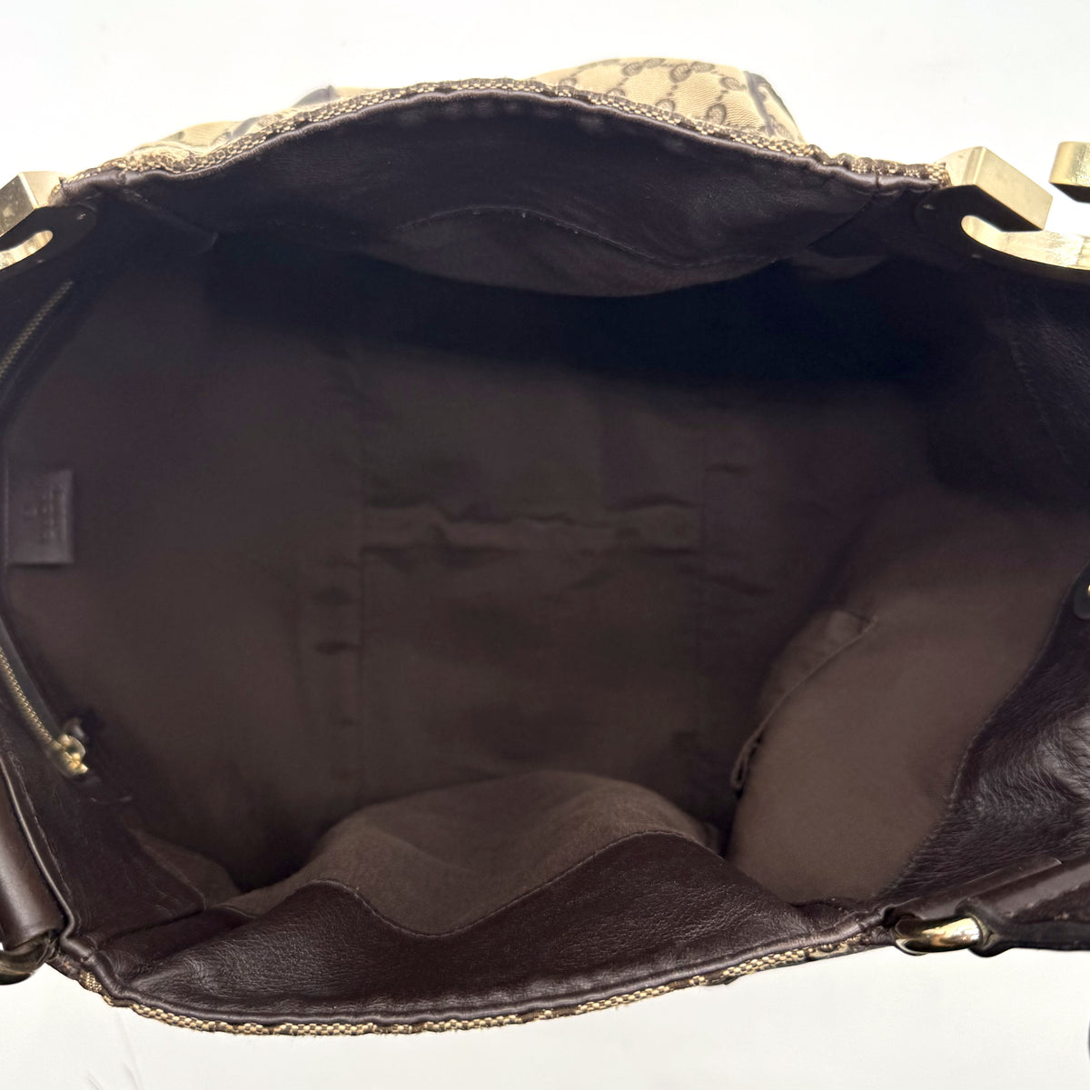 Gucci Hobo Toile GG et cuir marron - intérieur