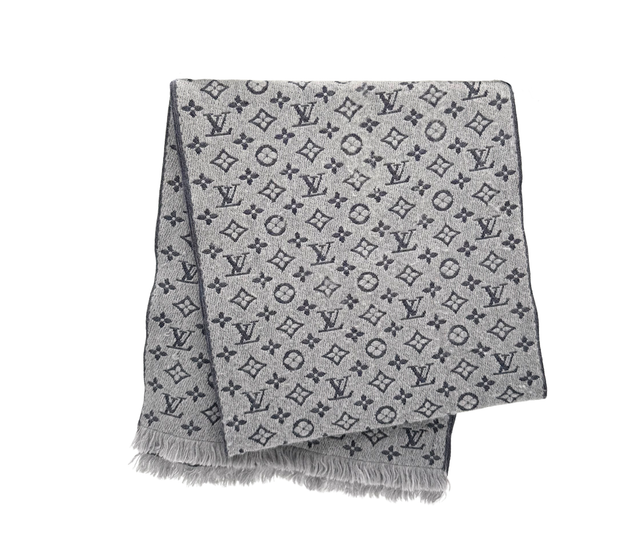 Louis Vuitton – Écharpe Monogram en Laine Gris Anthracite
