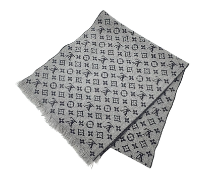 Louis Vuitton – Écharpe Monogram en Laine Gris Anthracite