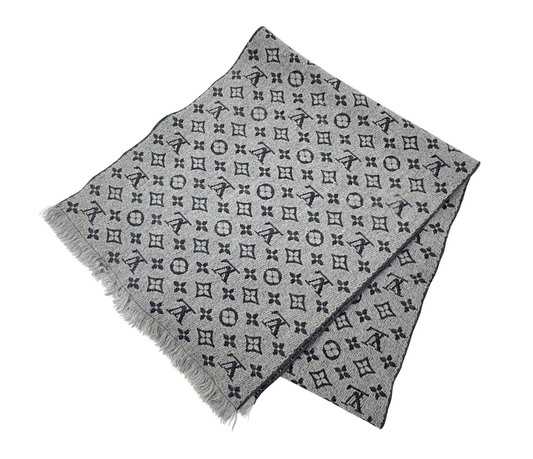 Louis Vuitton – Monogram-Schal aus Wolle in Anthrazitgrau