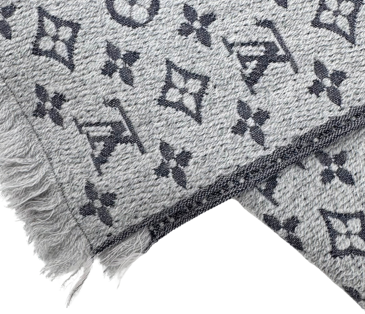 Louis Vuitton – Écharpe Monogram en Laine Gris Anthracite
