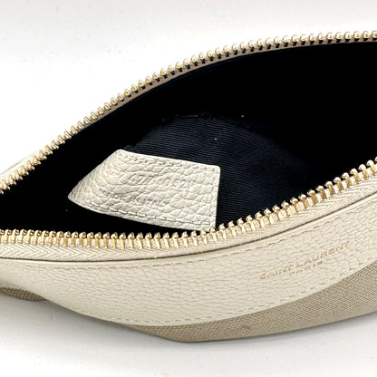 Saint Laurent Sac de Jour Baby Cuir Grainé Blanc Cassé - détail de la poche zippée intérieure