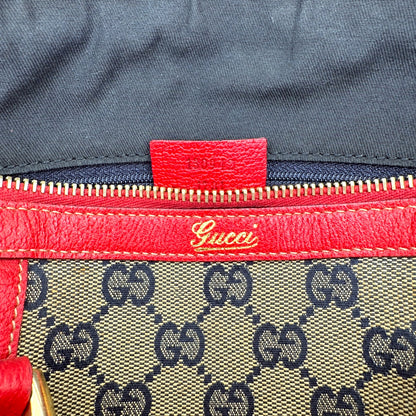 Gucci Boston Abbey Toile GG et Cuir Rouge - détail de l'étiquette intérieure