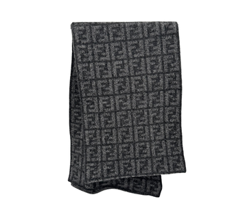 Fendi – Cachecol Zucca em Lã Cinzento Antracite