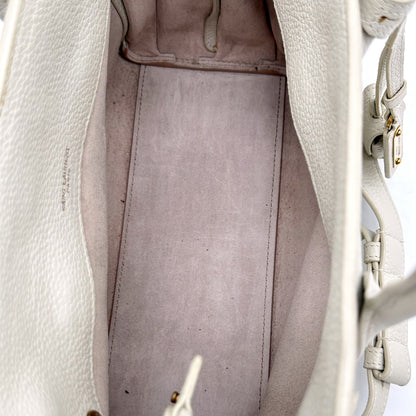 Saint Laurent Sac de Jour Baby Cuir Grainé Blanc Cassé - intérieur ouvert, doublure claire