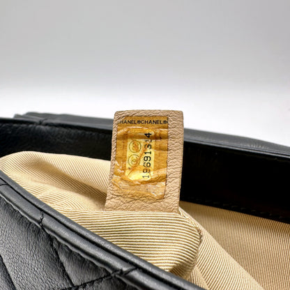 Chanel Double Chaîne Cuir Matelassé Noir - intérieur, étiquette de série