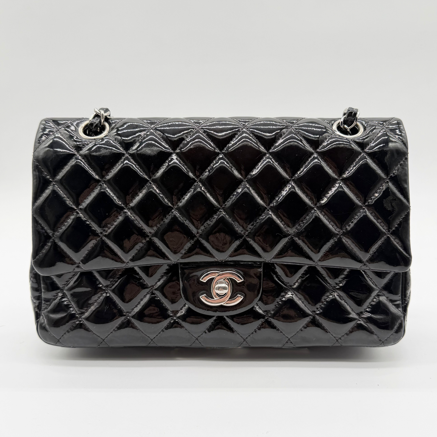 Chanel – Timeless Double Flap 25 cm Cuir Vernis Noir