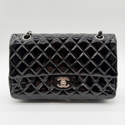 Chanel – Timeless Double Flap 25 cm Cuir Vernis Noir