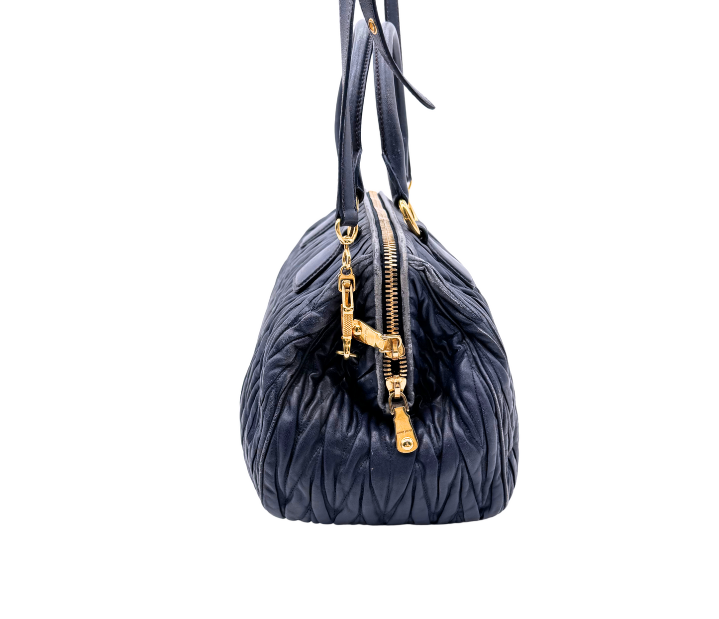 Miu Miu – Sac à main cuir matelassé bleu