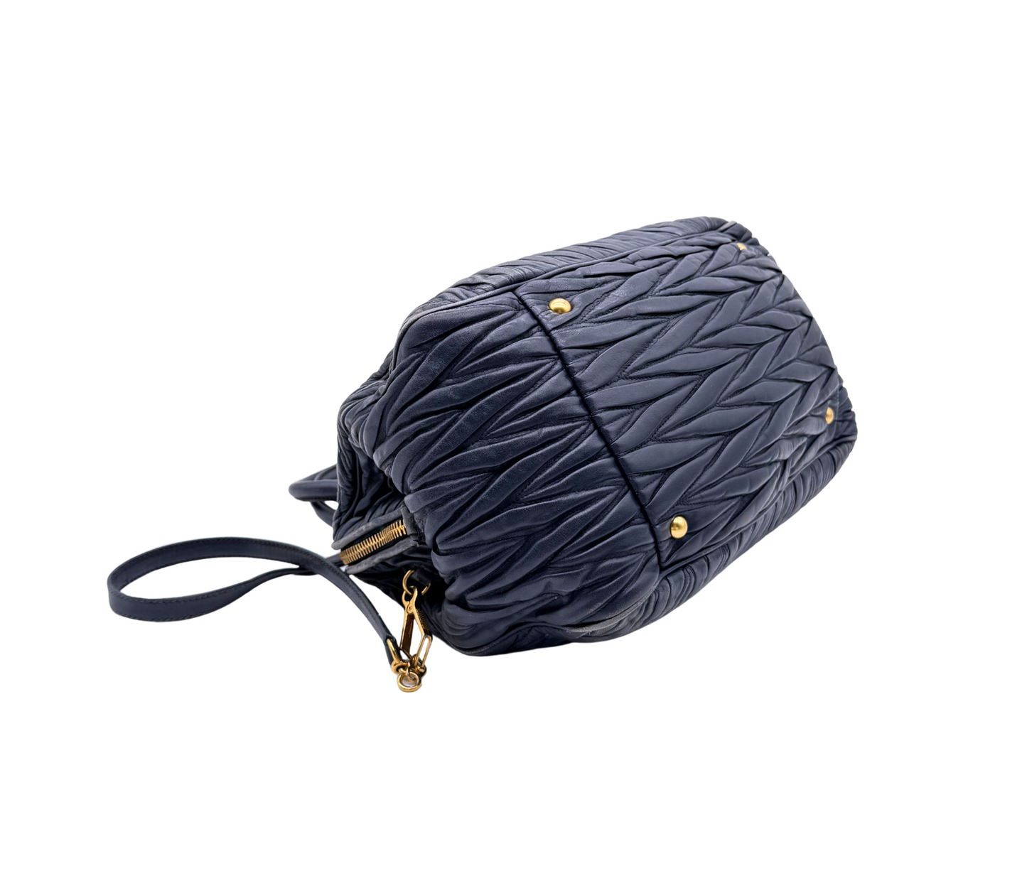 Miu Miu – Sac à main cuir matelassé bleu