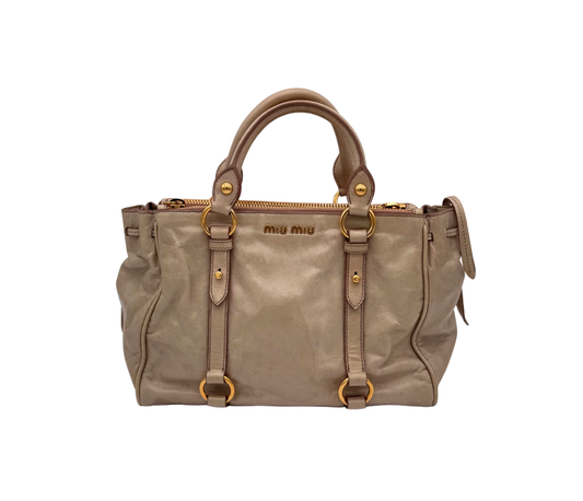 Miu Miu – Bow Bag en cuir beige