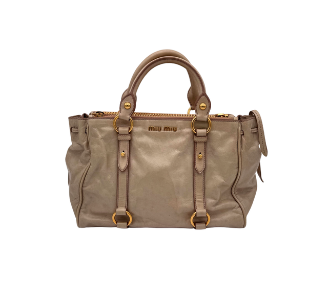 Miu Miu – Bow Bag en cuir beige