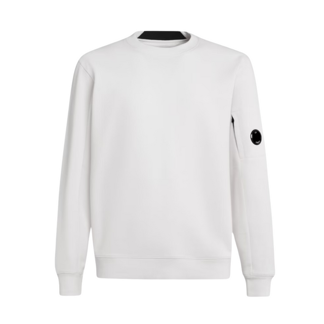 CP Company Sweatshirt - Crewneck Diagonal Raised Fleece Gauze White