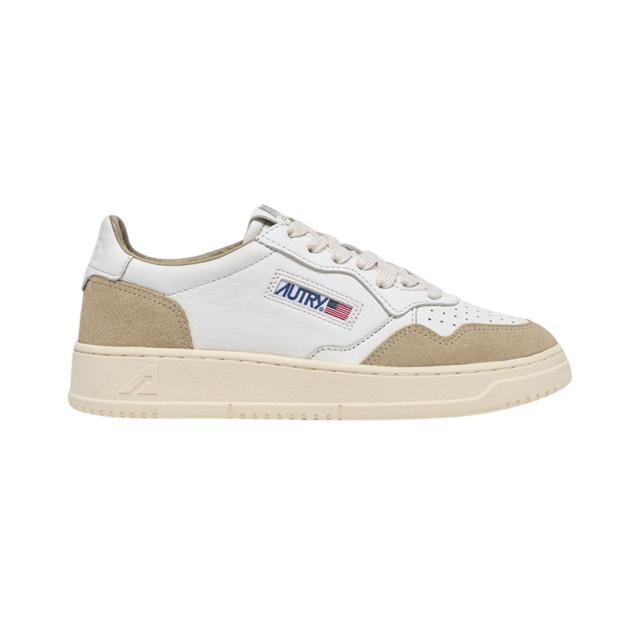 Autry Medalist Low White Leather & Sponge Suede