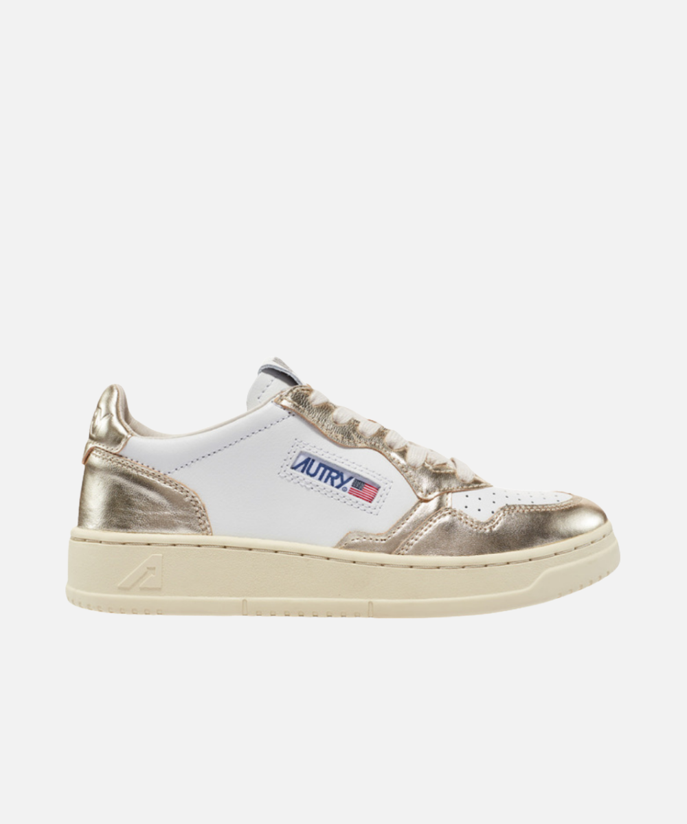 Autry Medalist Low Bicolor White & Platinum Leather