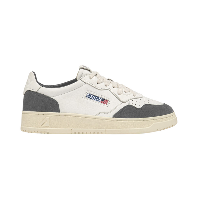 Autry Medalist Low White Leather & Morel Suede
