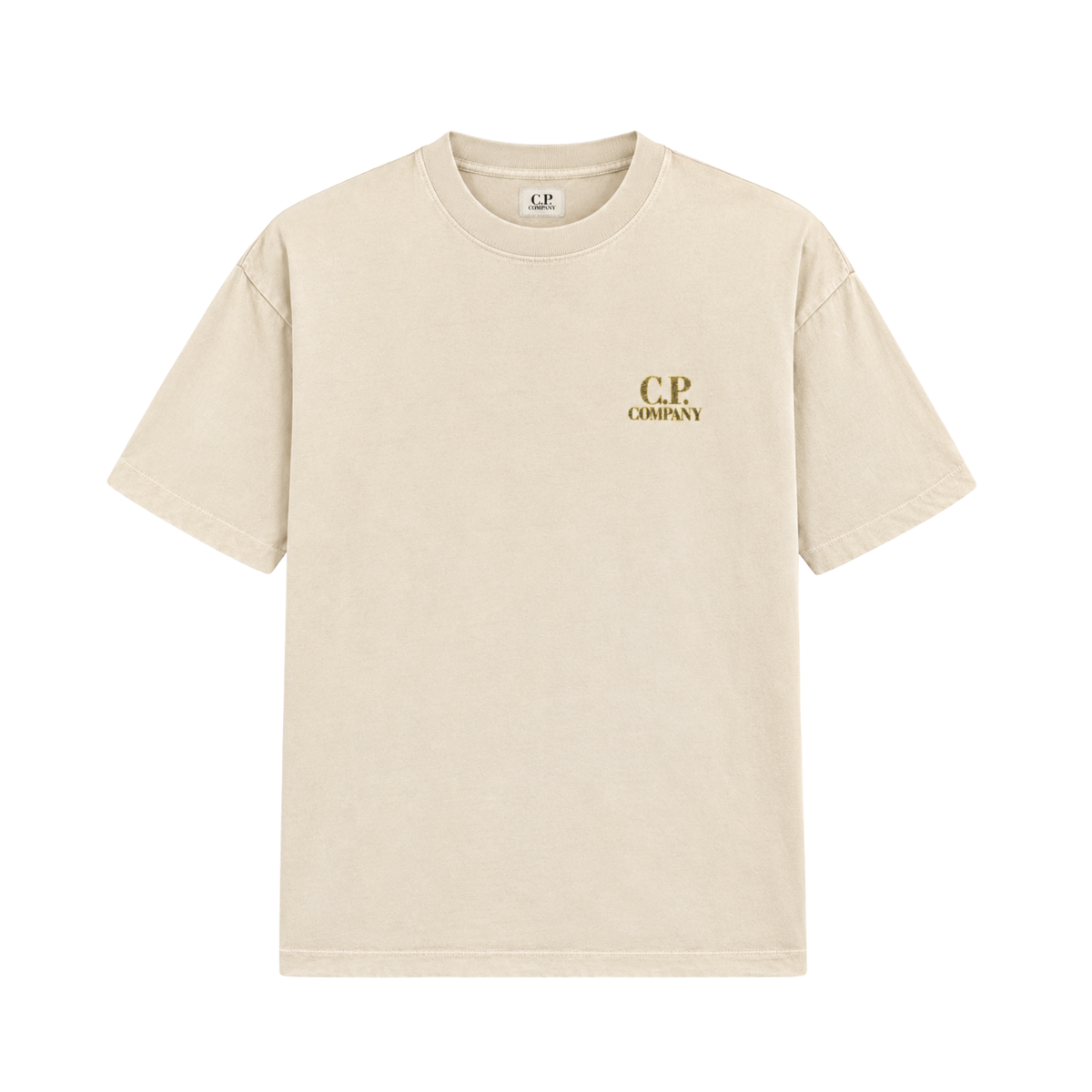 Tee Shirt CP Company Beige Cream Chest Logo