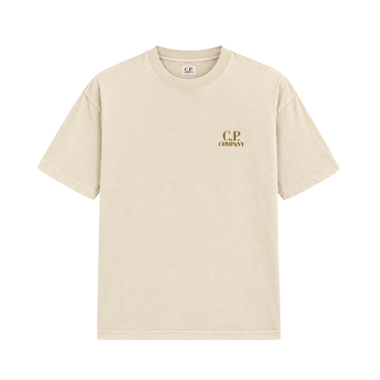 Tee Shirt CP Company Beige Cream Chest Logo