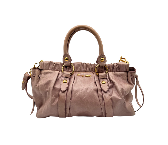 Miu Miu – Sac à Main en Cuir Rose avec Bandoulière