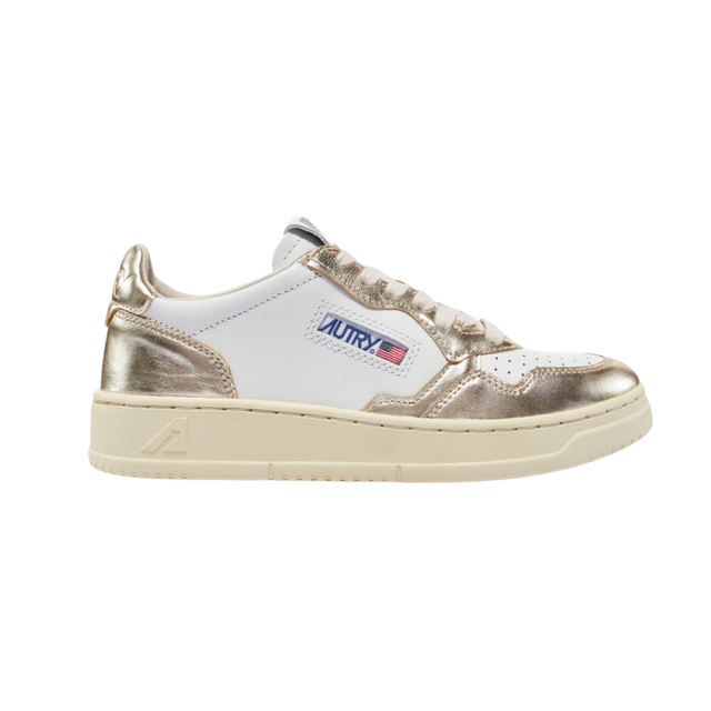Autry Medalist Low Bicolor White & Platinum Leather