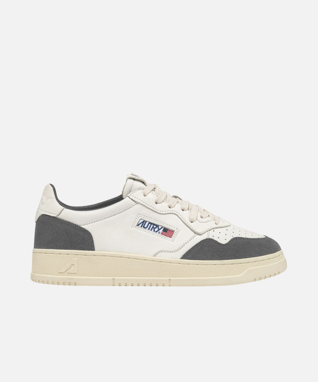 Autry Medalist Low White Leather & Morel Suede