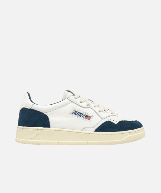 Autry Medalist Low White Leather & Capri Suede