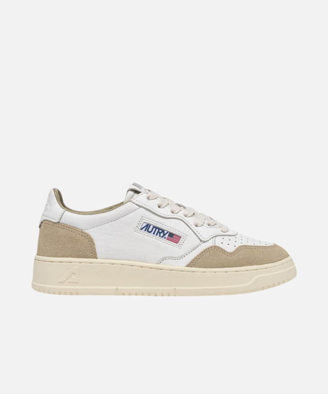 Autry Medalist Low White Leather & Sponge Suede