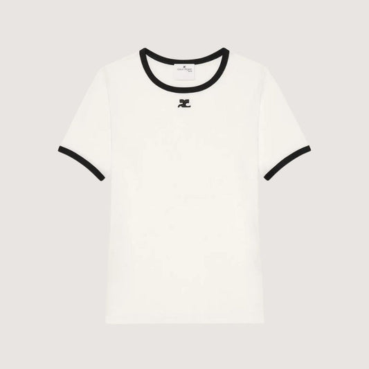 T-shirt Contrasté Signature - Courrèges blanc heritage & noir
