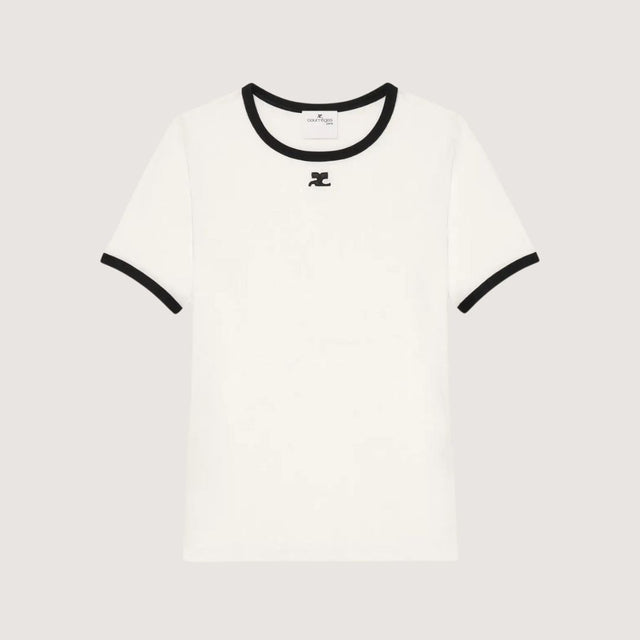 T-shirt Contrasté Signature - Courrèges blanc heritage & noir