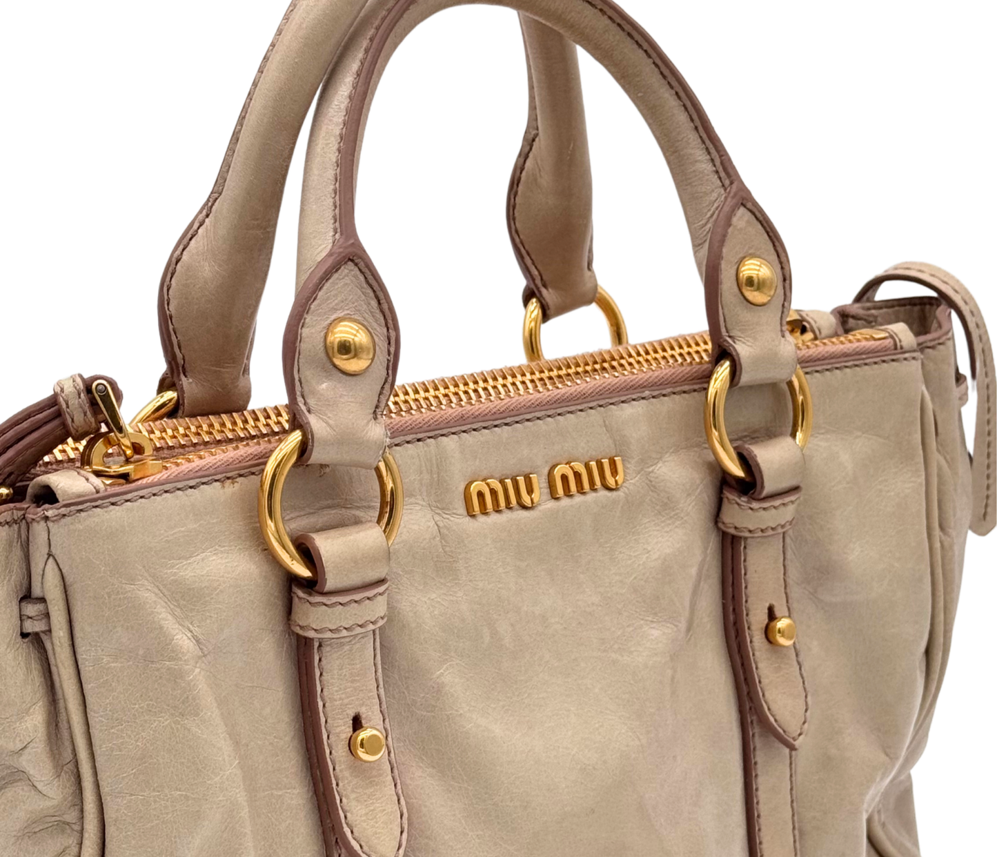 Miu Miu – Bow Bag en cuir beige