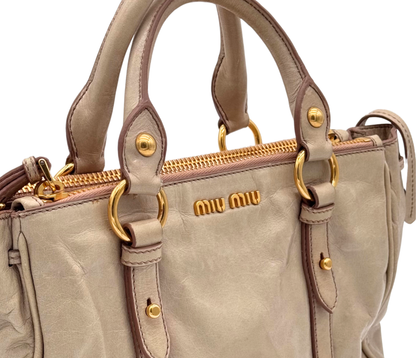 Miu Miu – Bow Bag en cuir beige