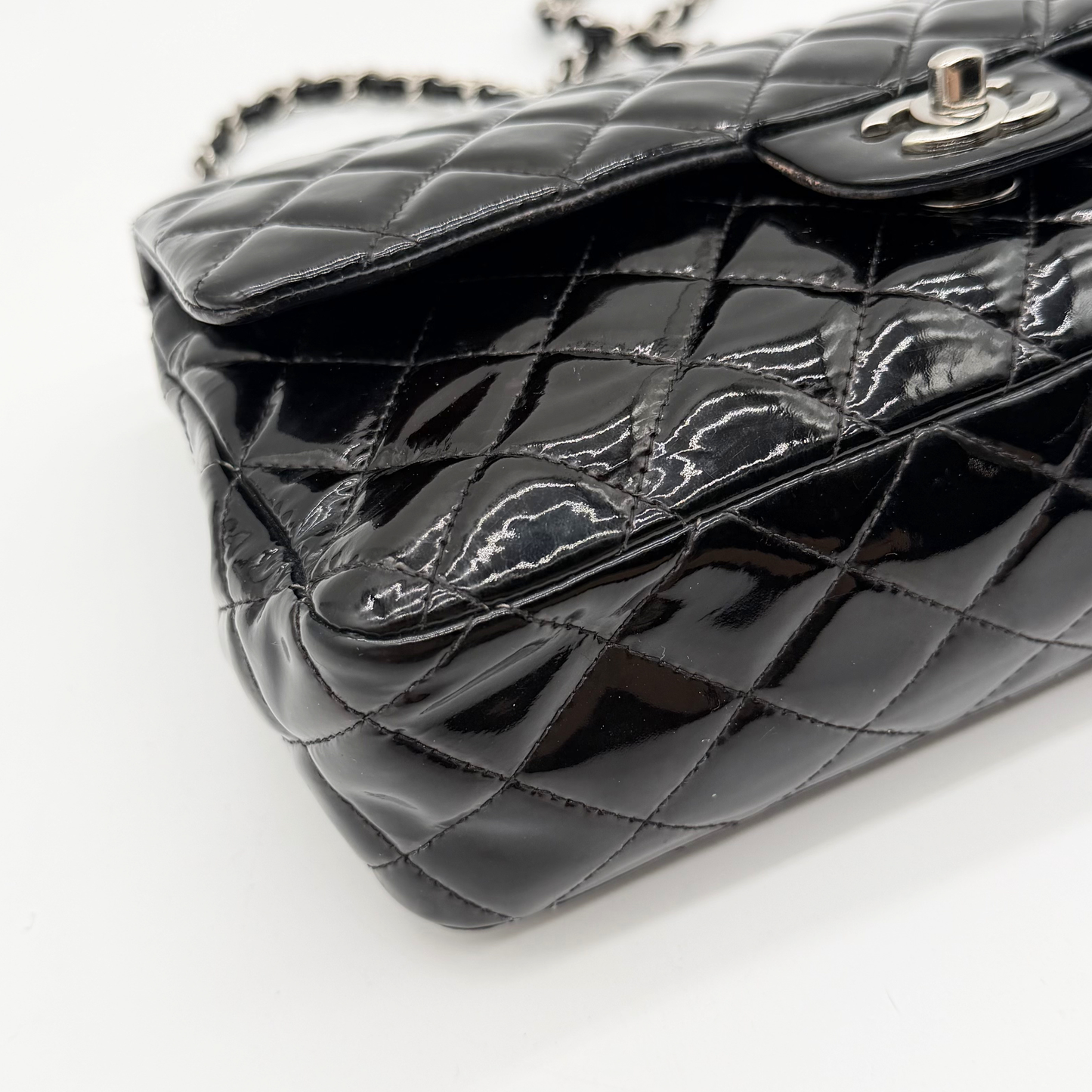 Chanel – Timeless Double Flap 25 cm Cuir Vernis Noir