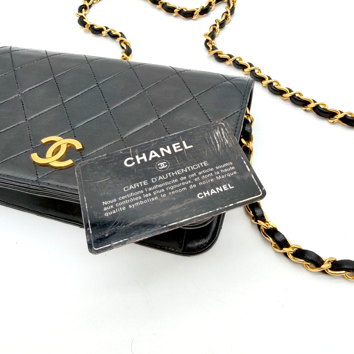 Chanel Wallet on Chain cuir d'agneau matelassé noir - carte d'authenticité Chanel