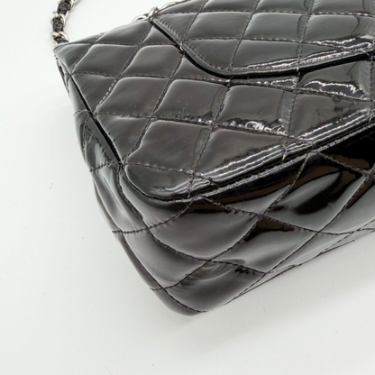 Chanel – Timeless Double Flap 25 cm Cuir Vernis Noir