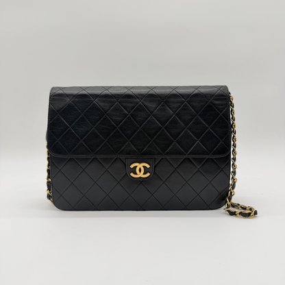 Chanel - Sac à Rabat Cuir Matelassé CC Doré Vintage