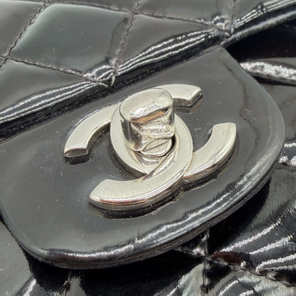 Chanel – Timeless Double Flap 25 cm Cuir Vernis Noir