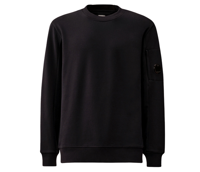 CP Company Sweatshirt - Crewneck Diagonal Raised Fleece Navy