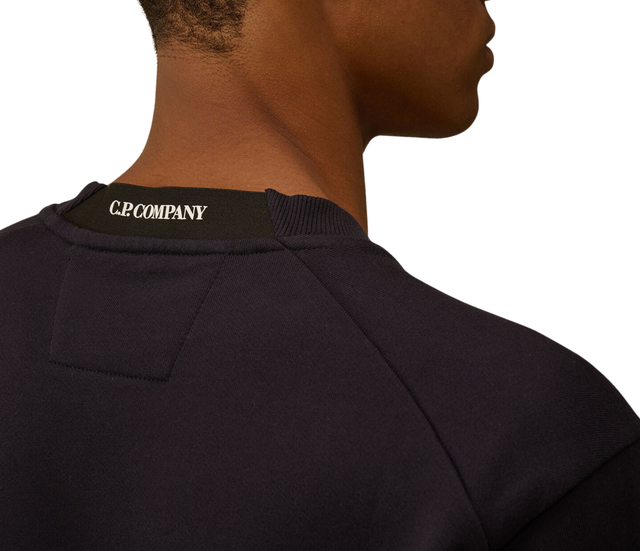 CP Company Sweatshirt - Crewneck Diagonal Raised Fleece Navy