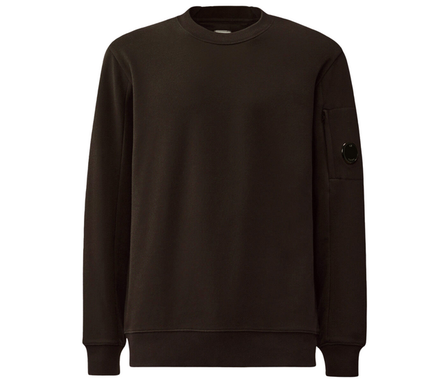CP Company Sweatshirt - Crewneck Diagonal Raised Fleece Black