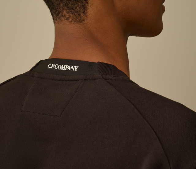 CP Company Sweatshirt - Crewneck Diagonal Raised Fleece Black