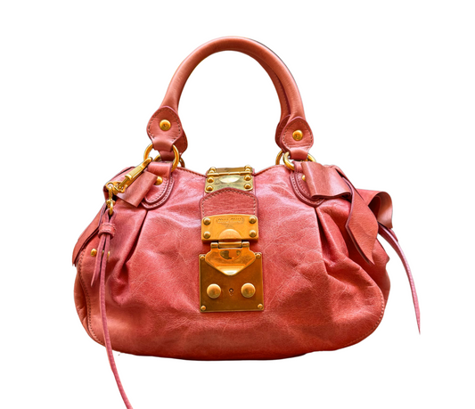 Miu Miu – Bolso de mano de piel rosa