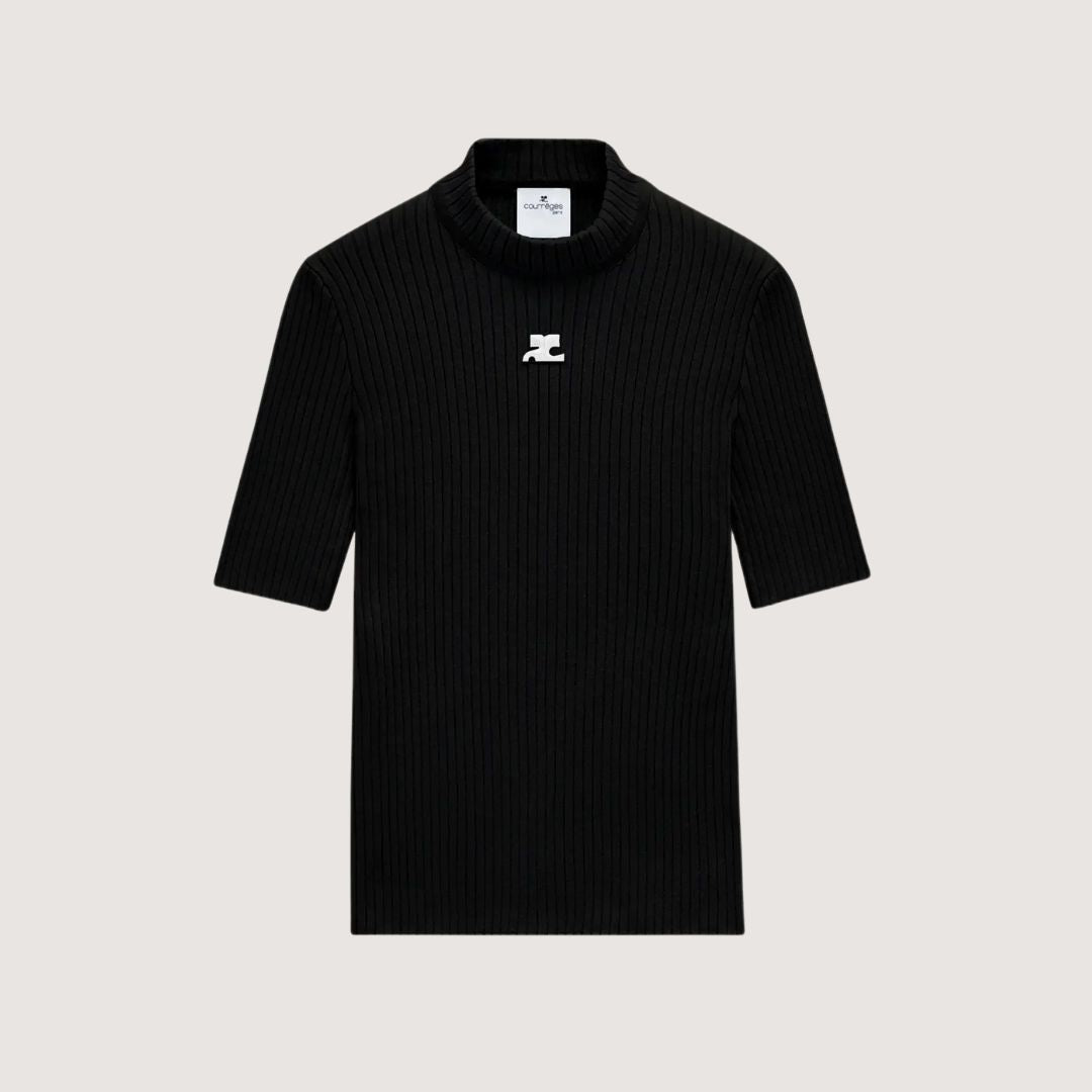 Courrèges Pull Réédition Manches Courtes Noir