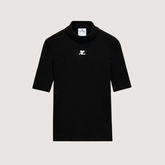 Courrèges Pull Réédition Manches Courtes Noir