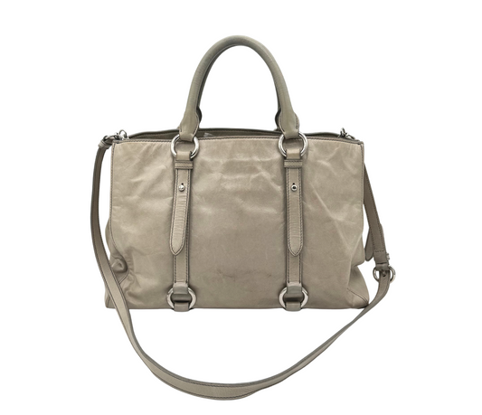 Miu Miu – Borsa a mano in pelle color tortora con tracolla