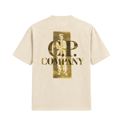 Tee Shirt CP Company Beige Cream Chest Logo