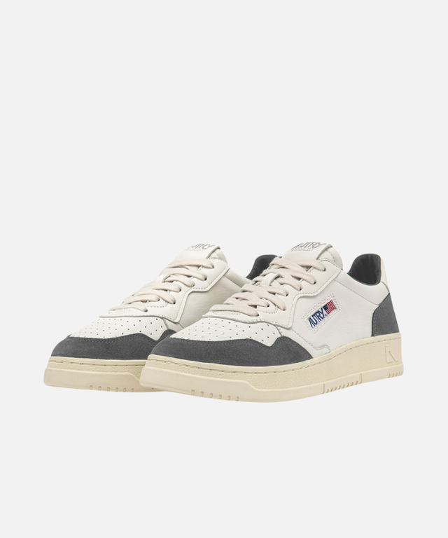 Autry Medalist Low White Leather & Morel Suede