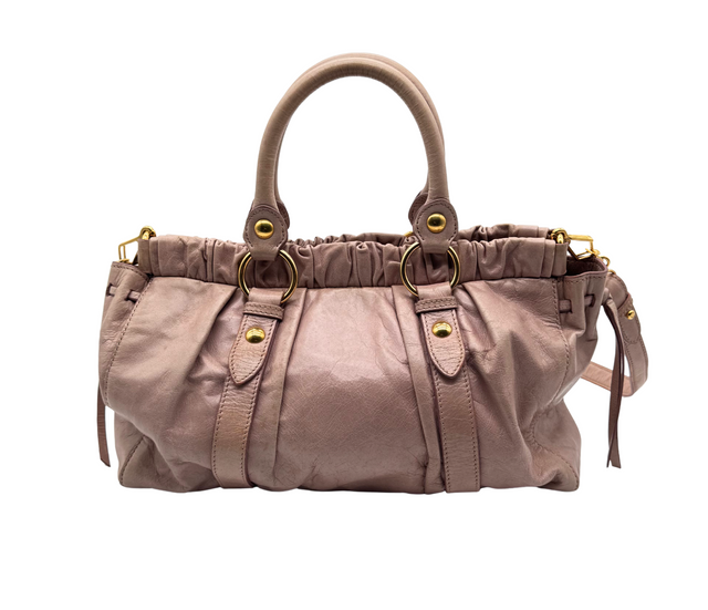 Miu Miu – Sac à Main en Cuir Rose avec Bandoulière